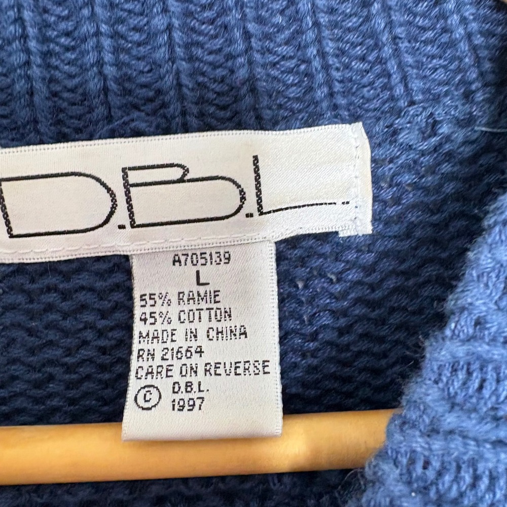 Vintage DBL Navy Blue Embroidered Pumpkin Fall Harvest Sweater Womens Large 1997 - Picture 7 of 7
